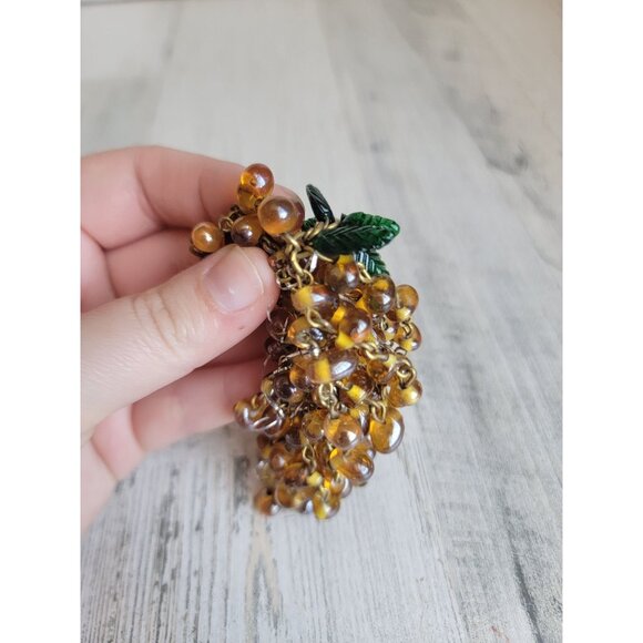 Vintage mini yellow grape beaded Vine ornament Xmas - Picture 3 of 6